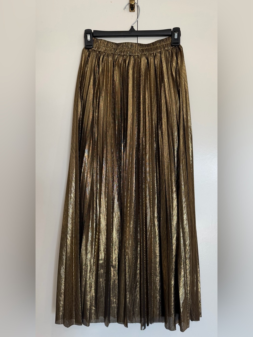 Metallic Gold/Bronze Pleated Maxi Skirt size Small